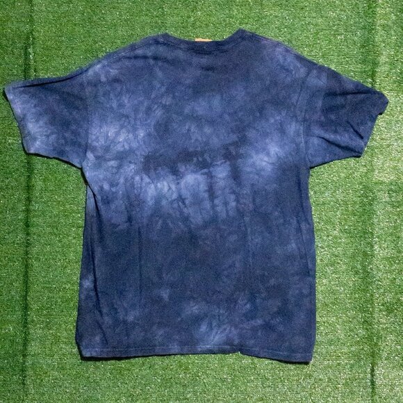 VINTAGE 1999 THE MOUNTAIN MENS T SHIRT CASUAL BLUE TIE DYE MARBLE WOLF SIZE XXL - Picture 4 of 7